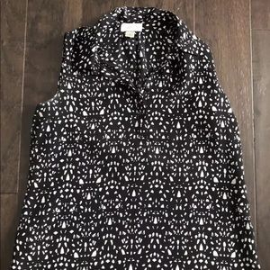 EUC Loft Black white shirt blouse Small petite